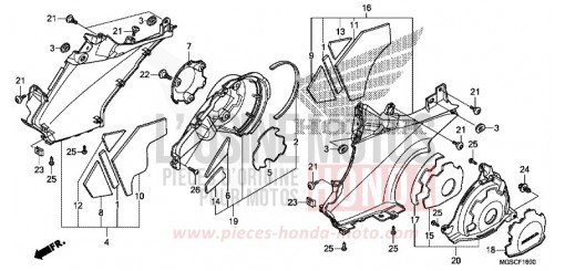 PANNEAU MARCHE/FLASQUE DE MOTEUR NC700DD de 2013
